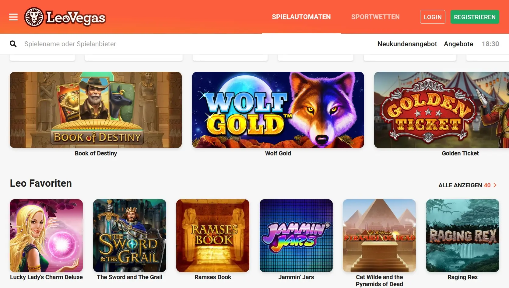 LeoVegas interface